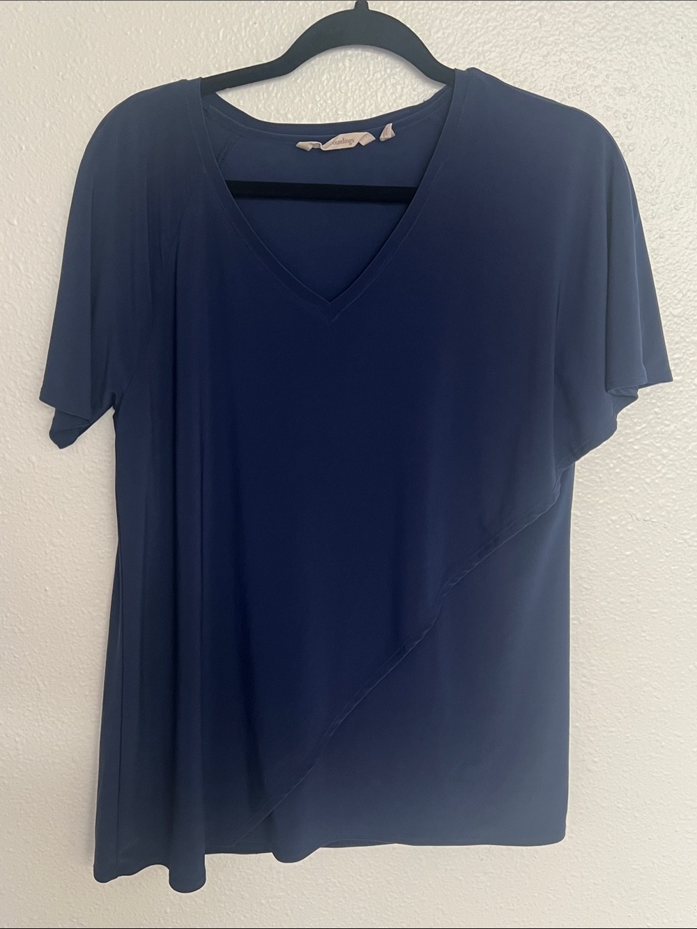 Soft surroundings Women's Navy V-Neck Short Sleeve Top